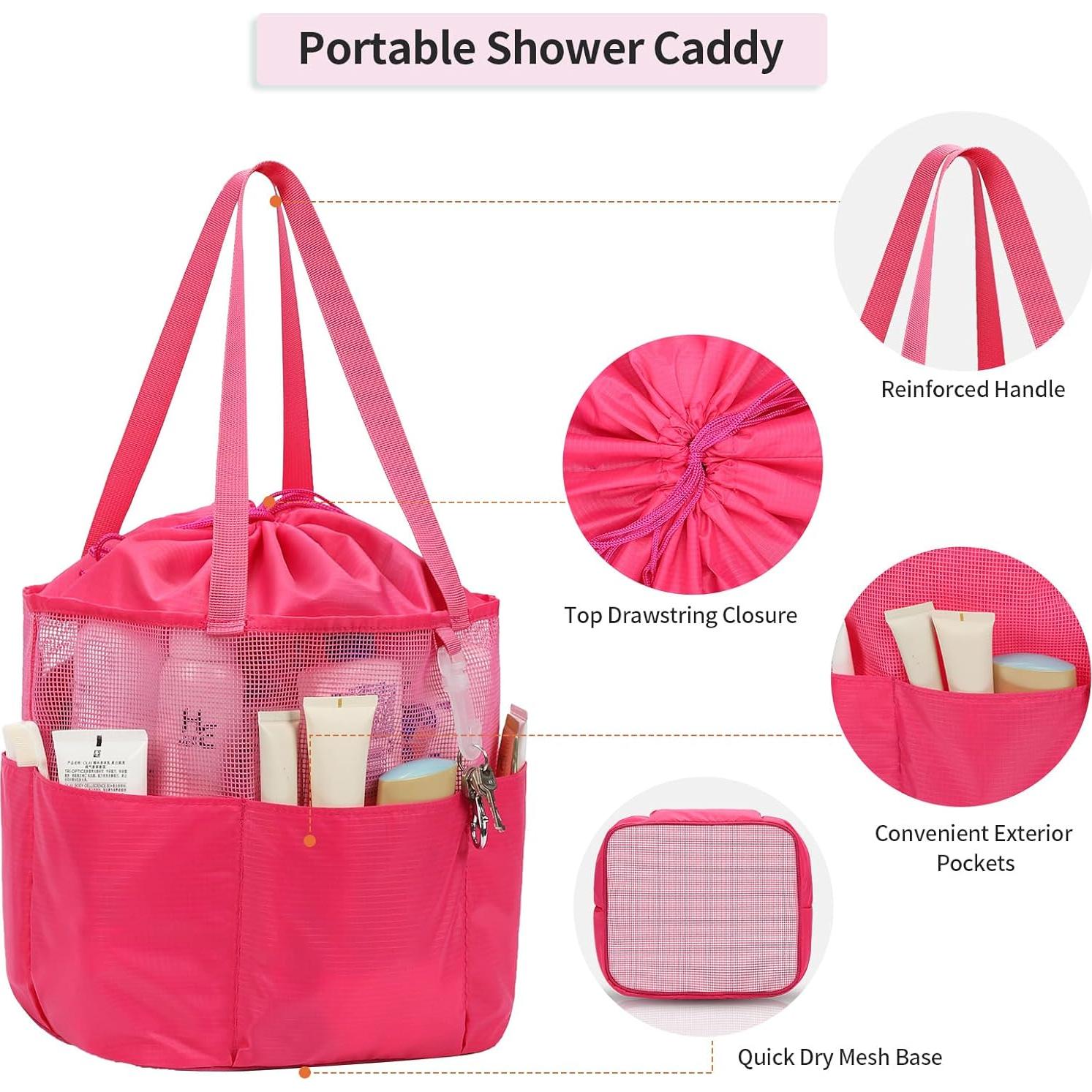 Caddy de Ducha Portátil Onemoky Rojo Rosa 24x21x24.5cm