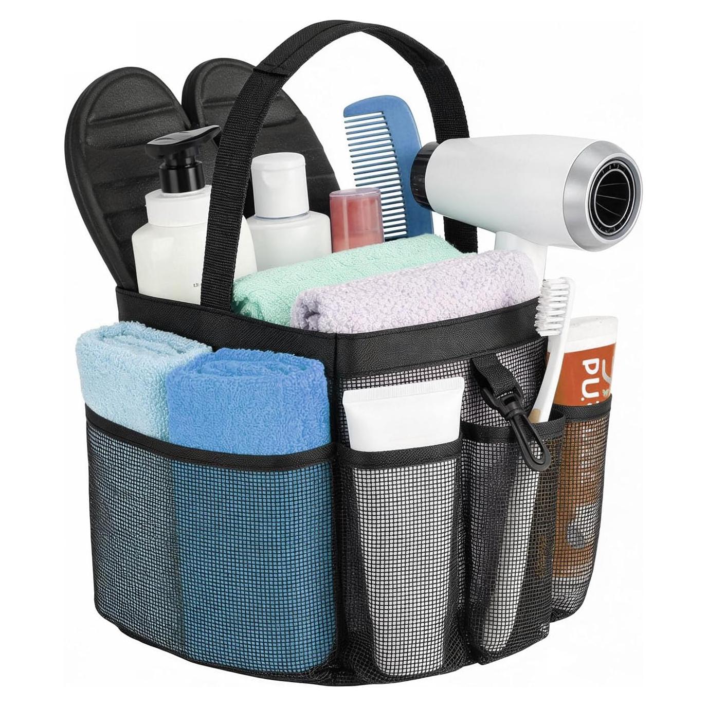 Caddy de Ducha DOLRRCM Negro 8 Bolsillos Secado Rápido