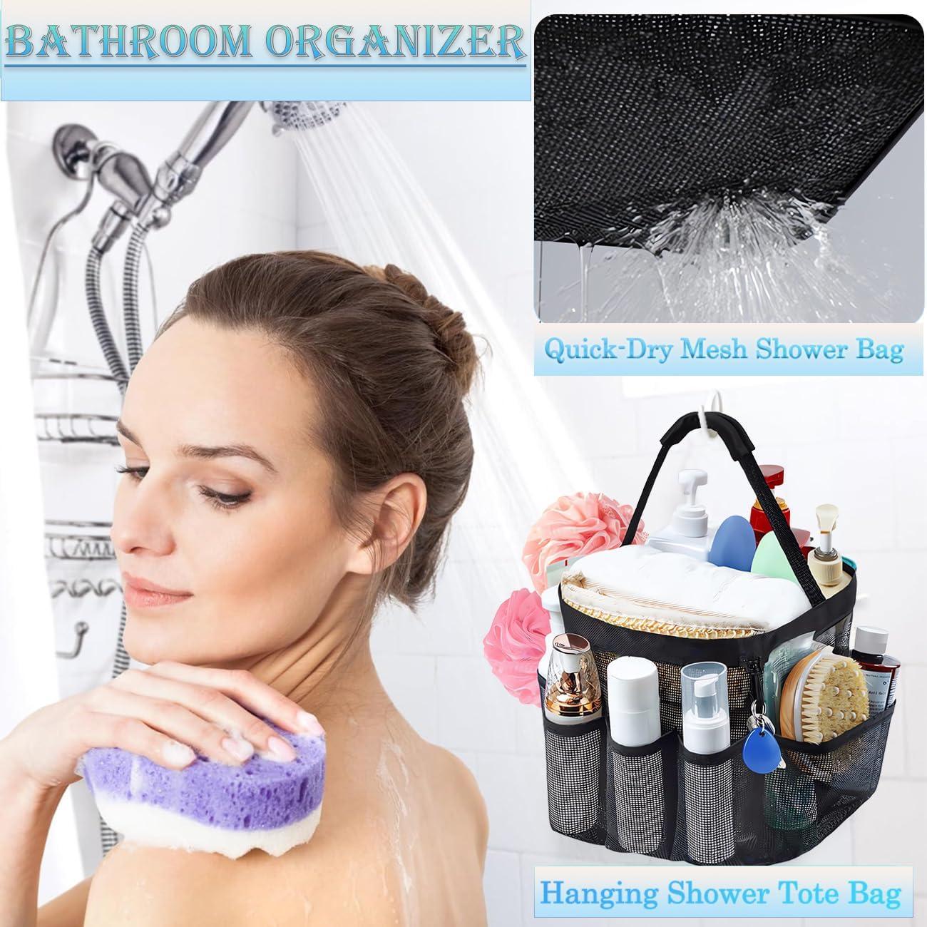 Caddy de Ducha DOLRRCM Negro 8 Bolsillos Secado Rápido