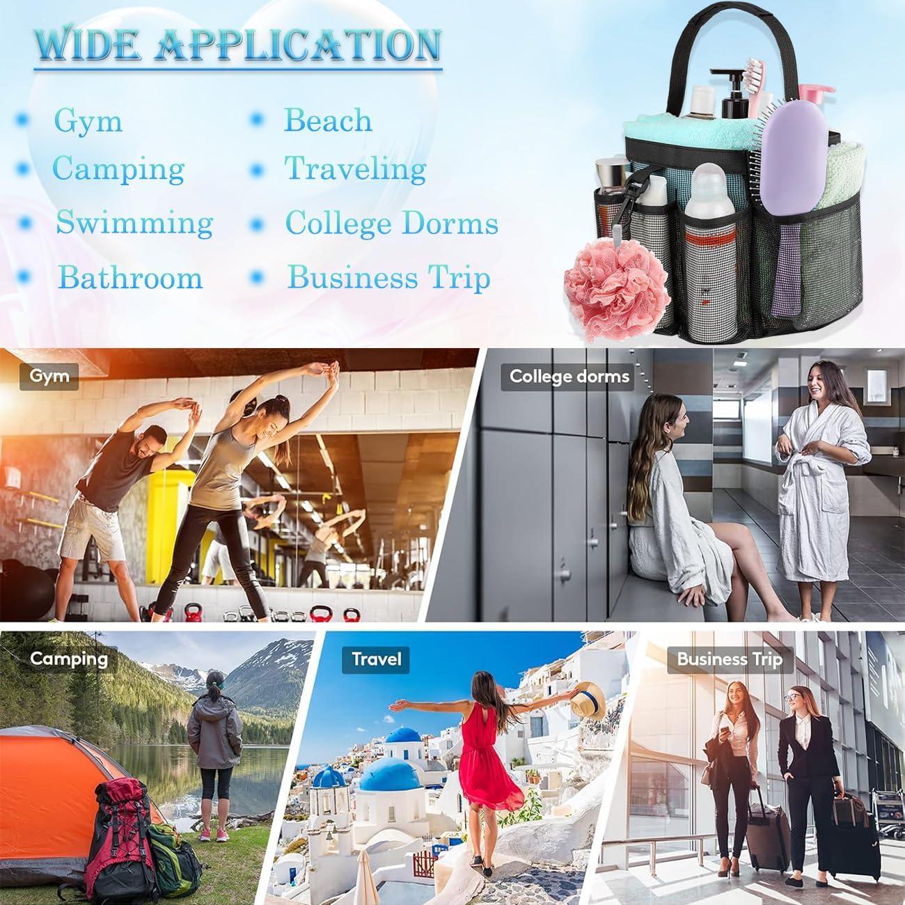 Caddy de Ducha DOLRRCM Negro 8 Bolsillos Secado Rápido