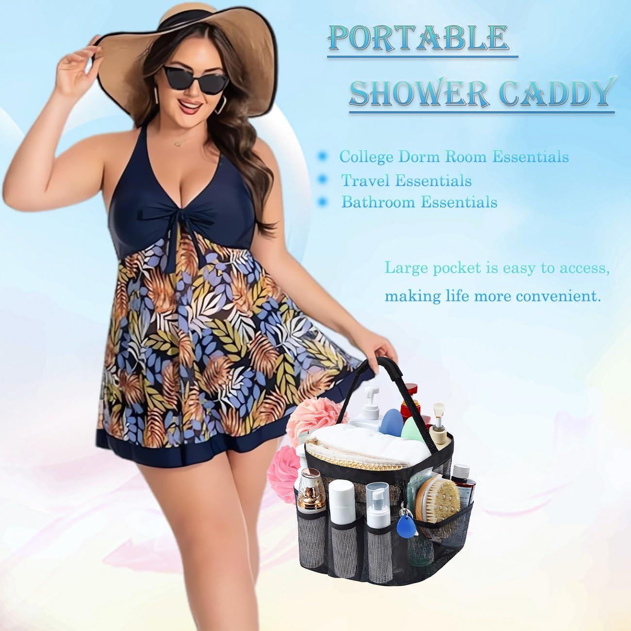 Caddy de Ducha DOLRRCM Negro 8 Bolsillos Secado Rápido