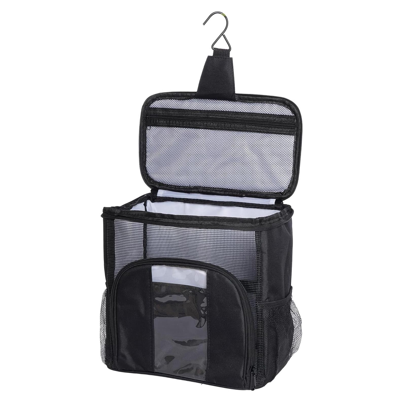 Bolsa de Ducha Portátil Universitaria Caddy Impermeable Negra 25x14x25cm