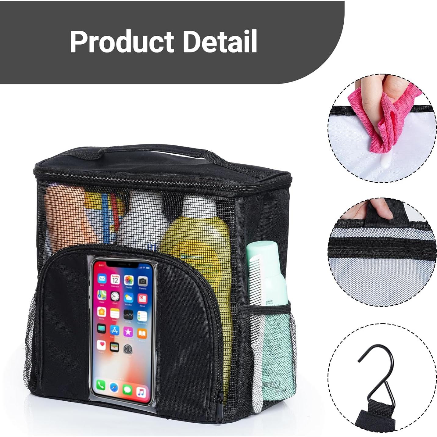 Bolsa de Ducha Portátil Universitaria Caddy Impermeable Negra 25x14x25cm