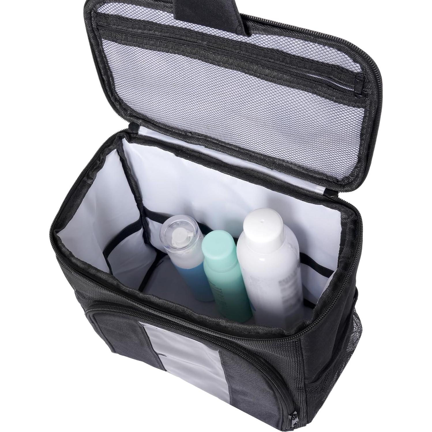 Bolsa de Ducha Portátil Universitaria Caddy Impermeable Negra 25x14x25cm