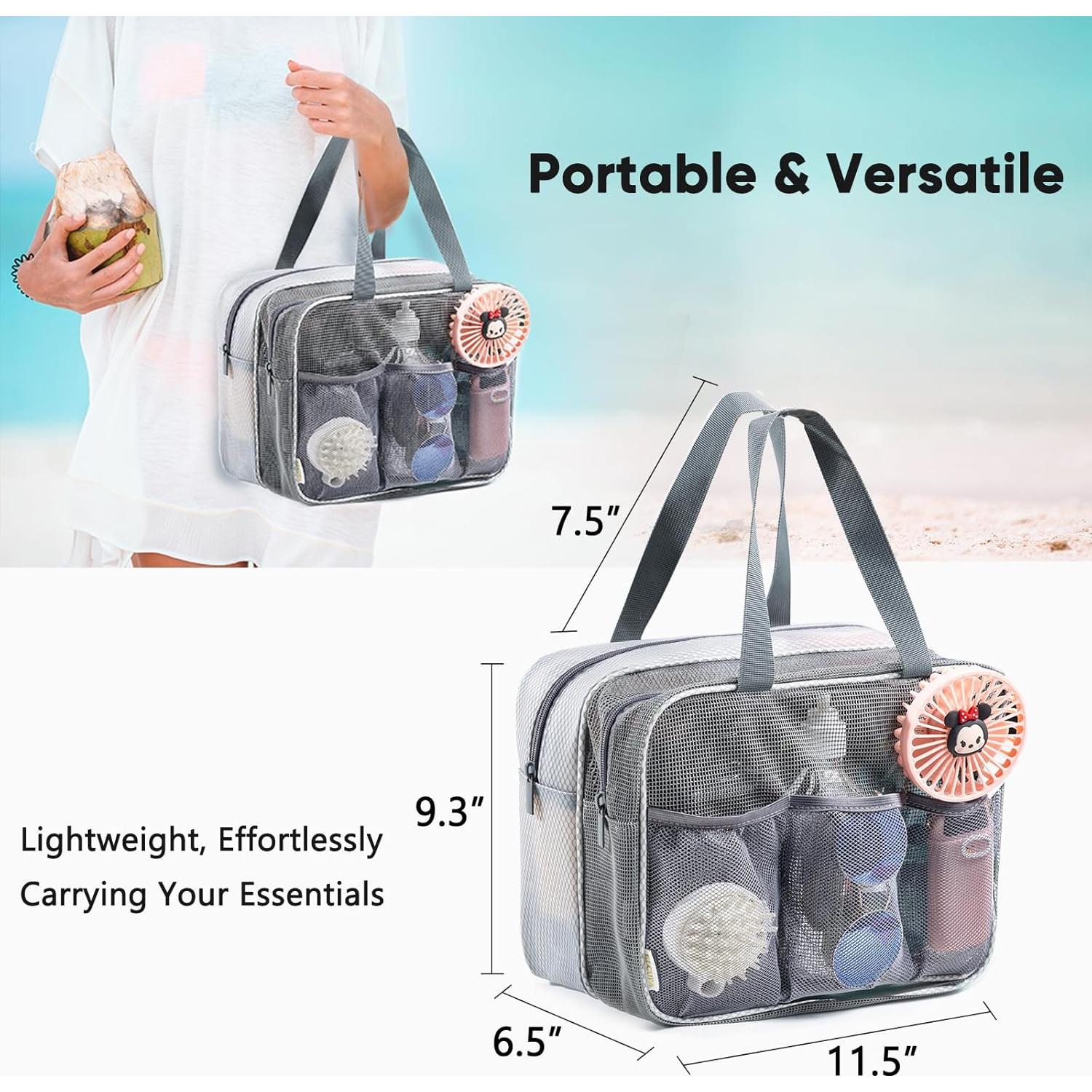 Caddy de Ducha Portátil ELCUPA Grande con Zonas Secas y Húmedas