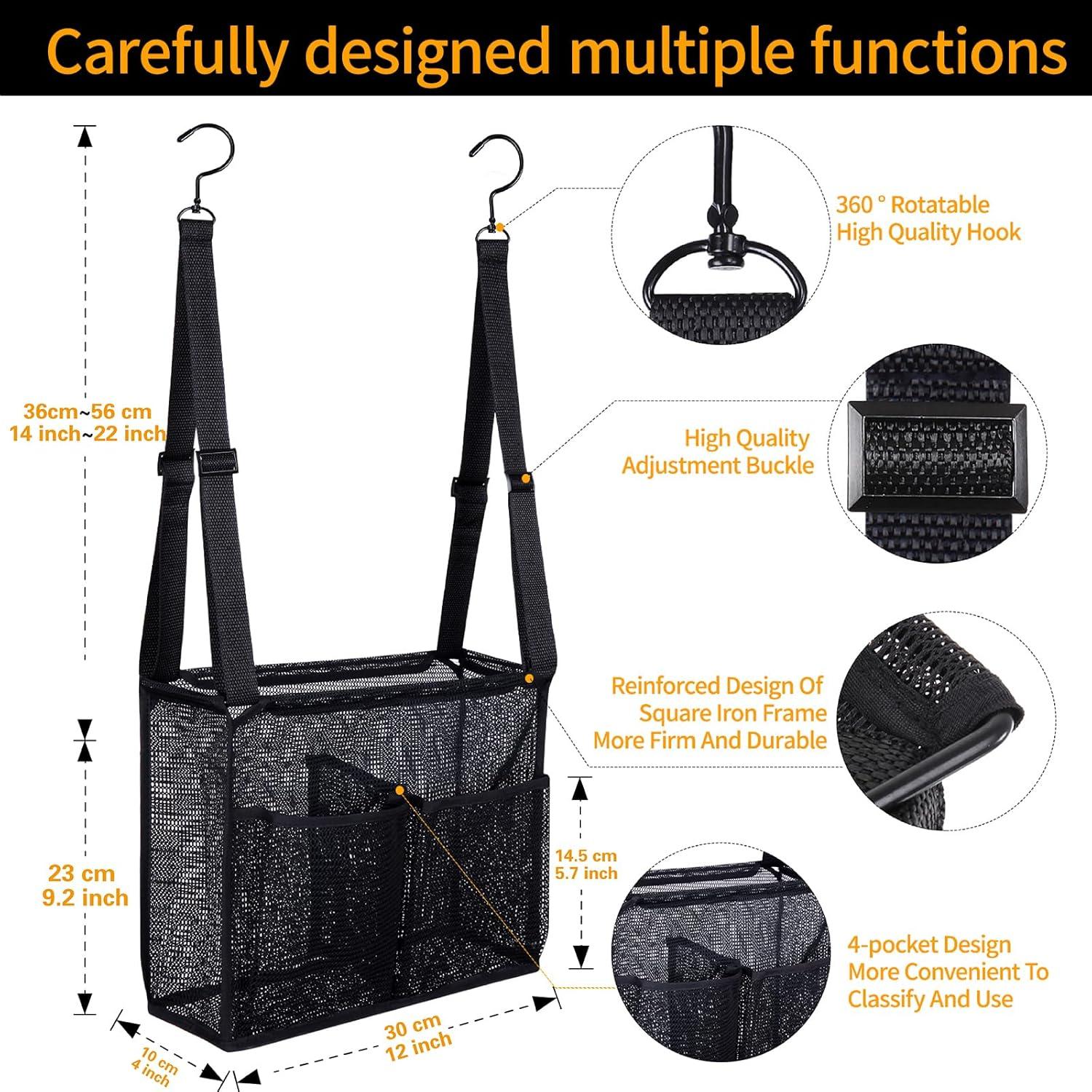 Organizador de Ducha GUMQDD Negro con 4 Bolsillos Ajustable