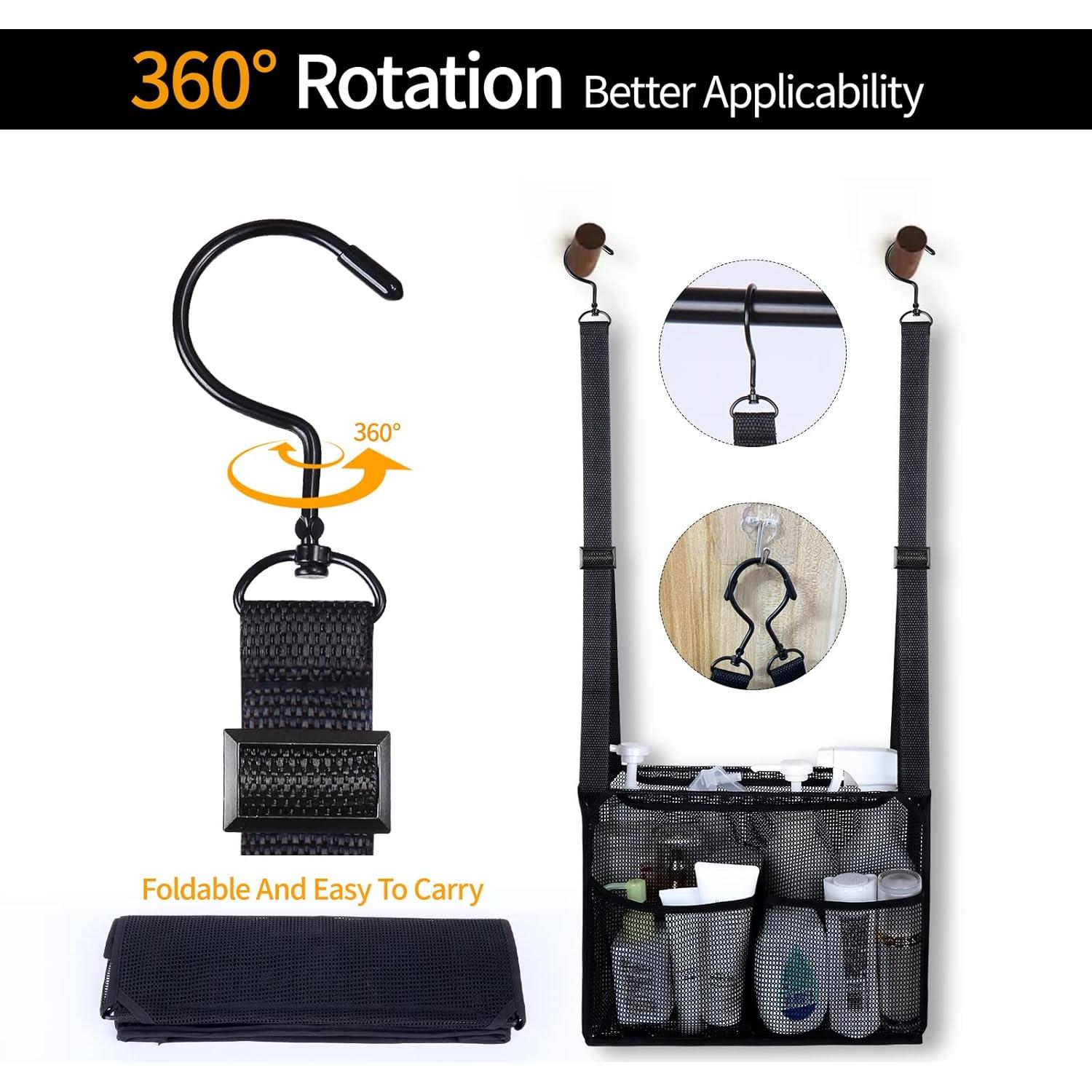 Organizador de Ducha GUMQDD Negro con 4 Bolsillos Ajustable