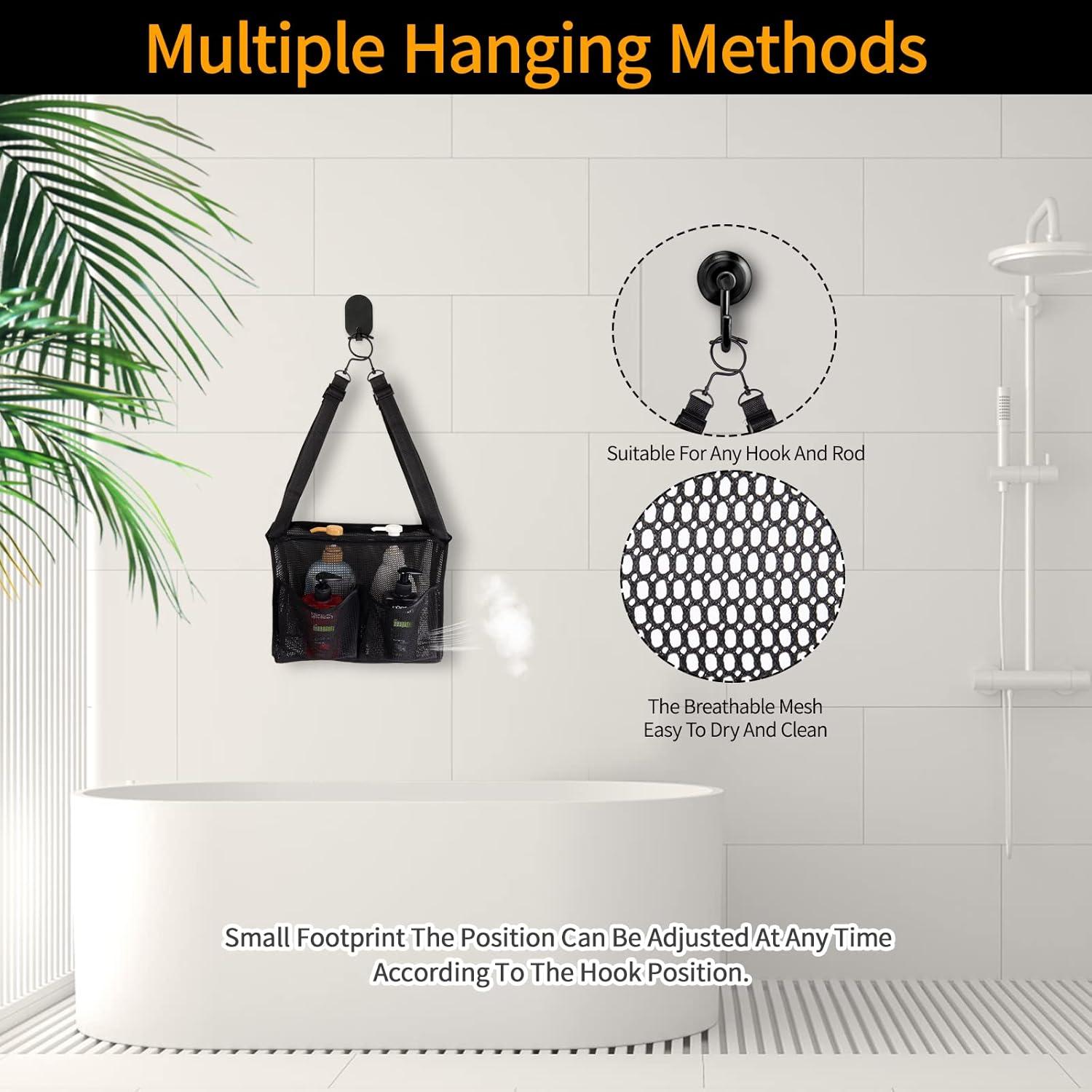 Organizador de Ducha GUMQDD Negro con 4 Bolsillos Ajustable