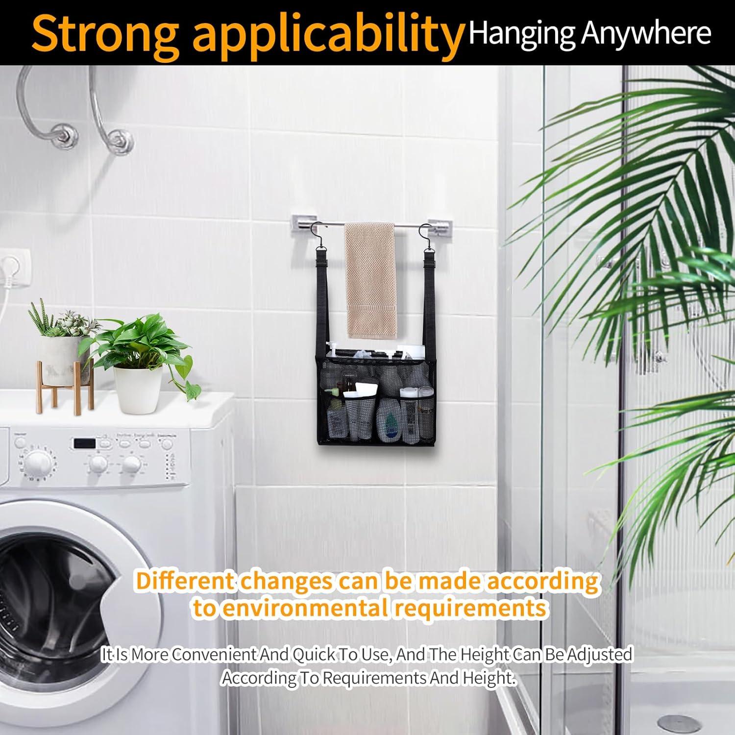 Organizador de Ducha GUMQDD Negro con 4 Bolsillos Ajustable