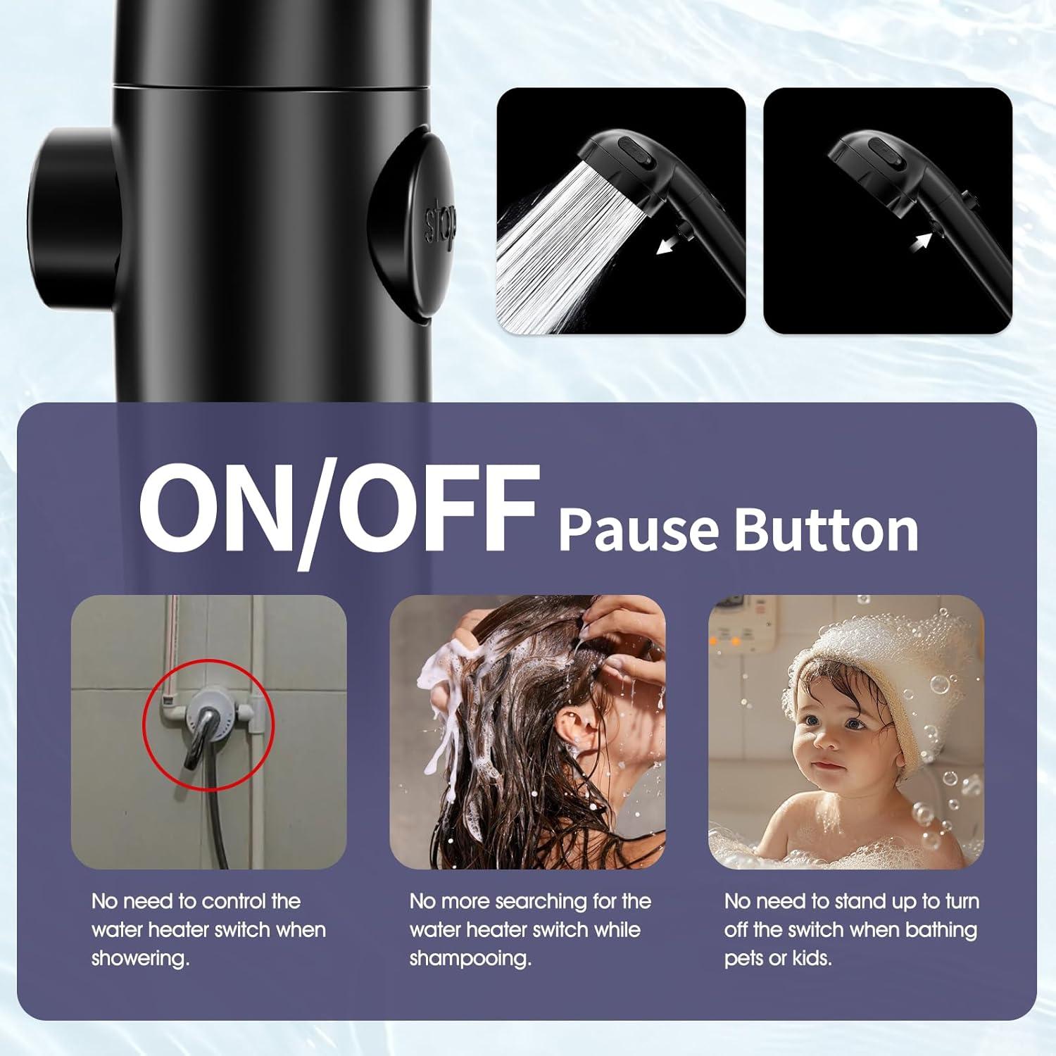 Cabezal de Ducha KAIYING Filtrado Alta Presión 3 Modos Negro