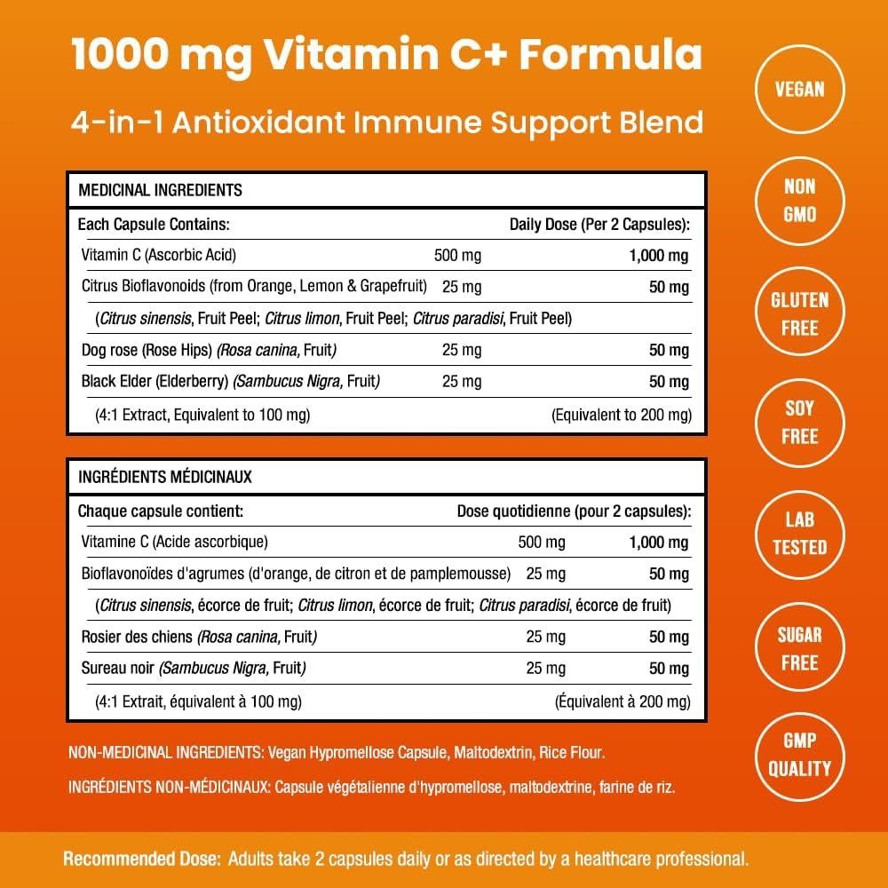 Vitamina C 1000mg NutraChamps - 120 Cápsulas Veganas