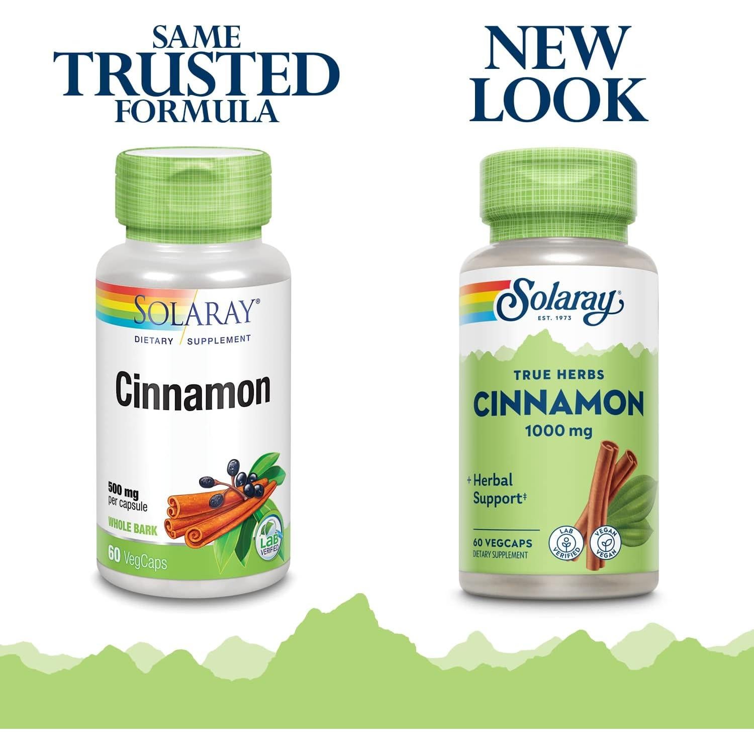 Suplemento de Canela Solaray 1000mg - 60 Cápsulas Veganas