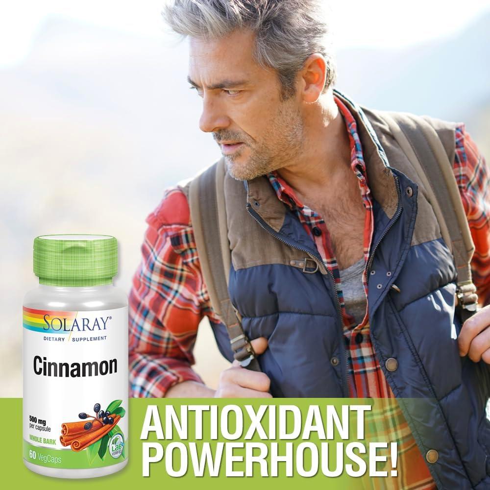 Suplemento de Canela Solaray 1000mg - 60 Cápsulas Veganas
