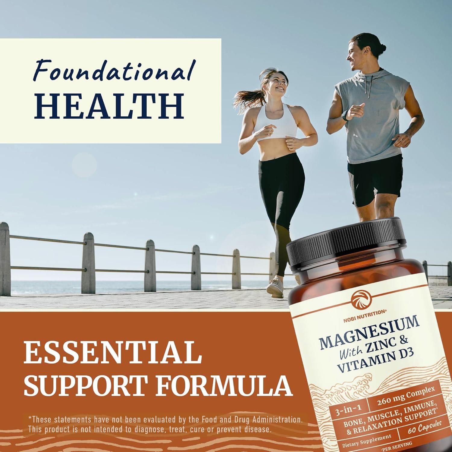 Suplemento de Magnesio, Zinc y Vitamina D3 Nobi 60 Ct