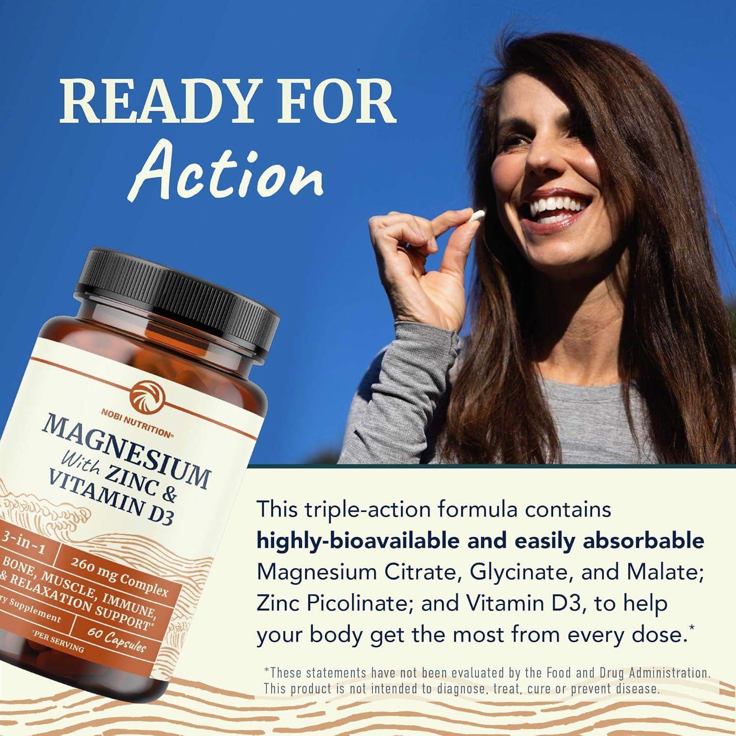 Suplemento de Magnesio, Zinc y Vitamina D3 Nobi 60 Ct