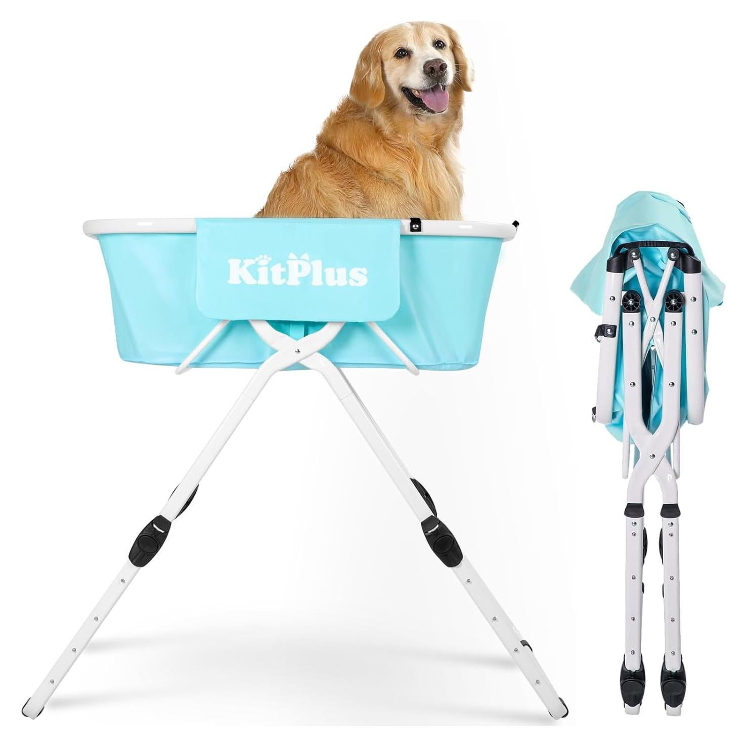Bañera Portátil Elevada para Perros KIPLUS, Ajustable 5 Alturas