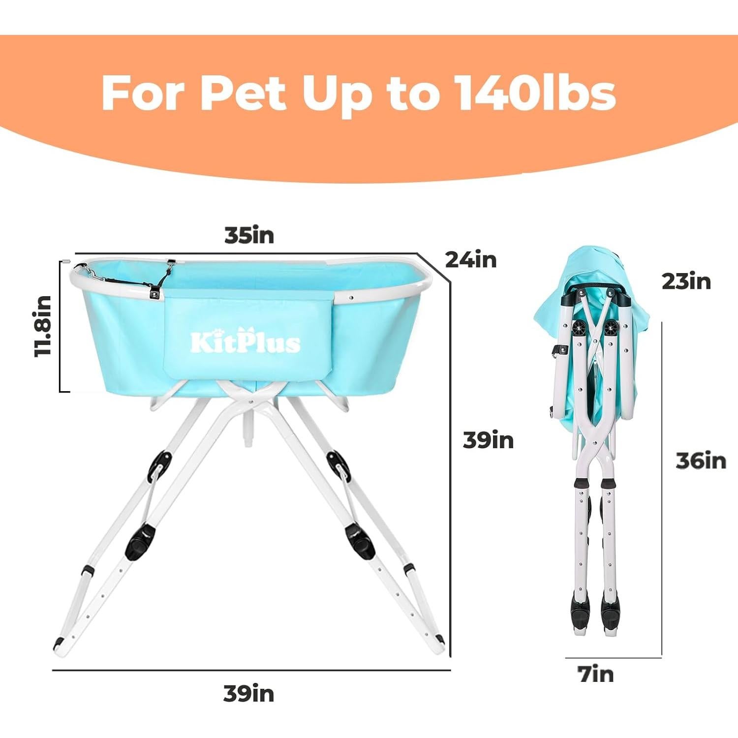 Bañera Portátil Elevada para Perros KIPLUS, Ajustable 5 Alturas