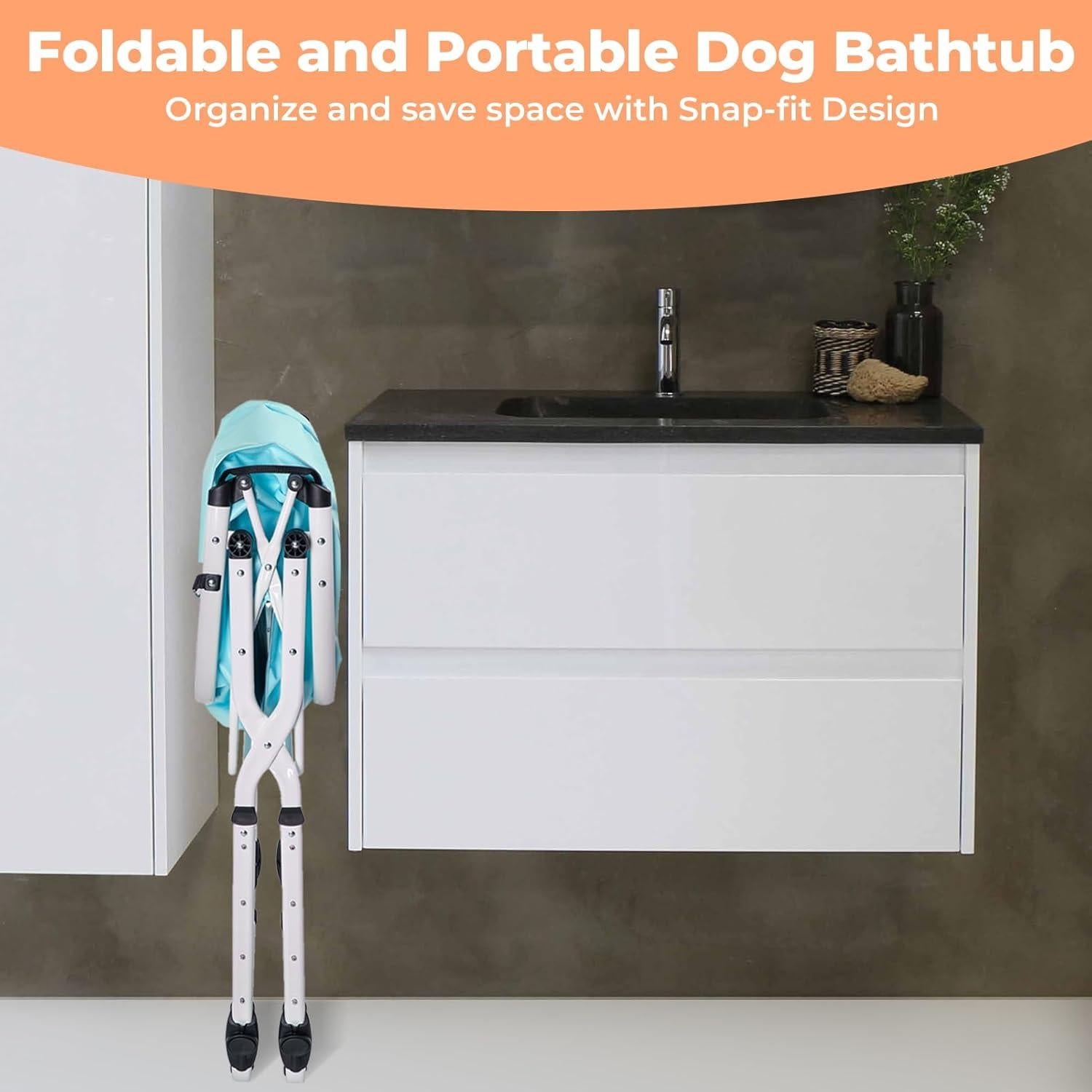 Bañera Portátil Elevada para Perros KIPLUS, Ajustable 5 Alturas