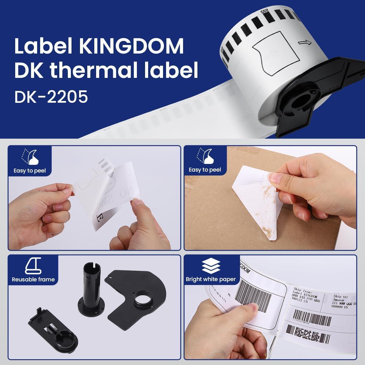 Rollo de Etiquetas Continuas KINGDOM DK-2205 62mm x 30.48m