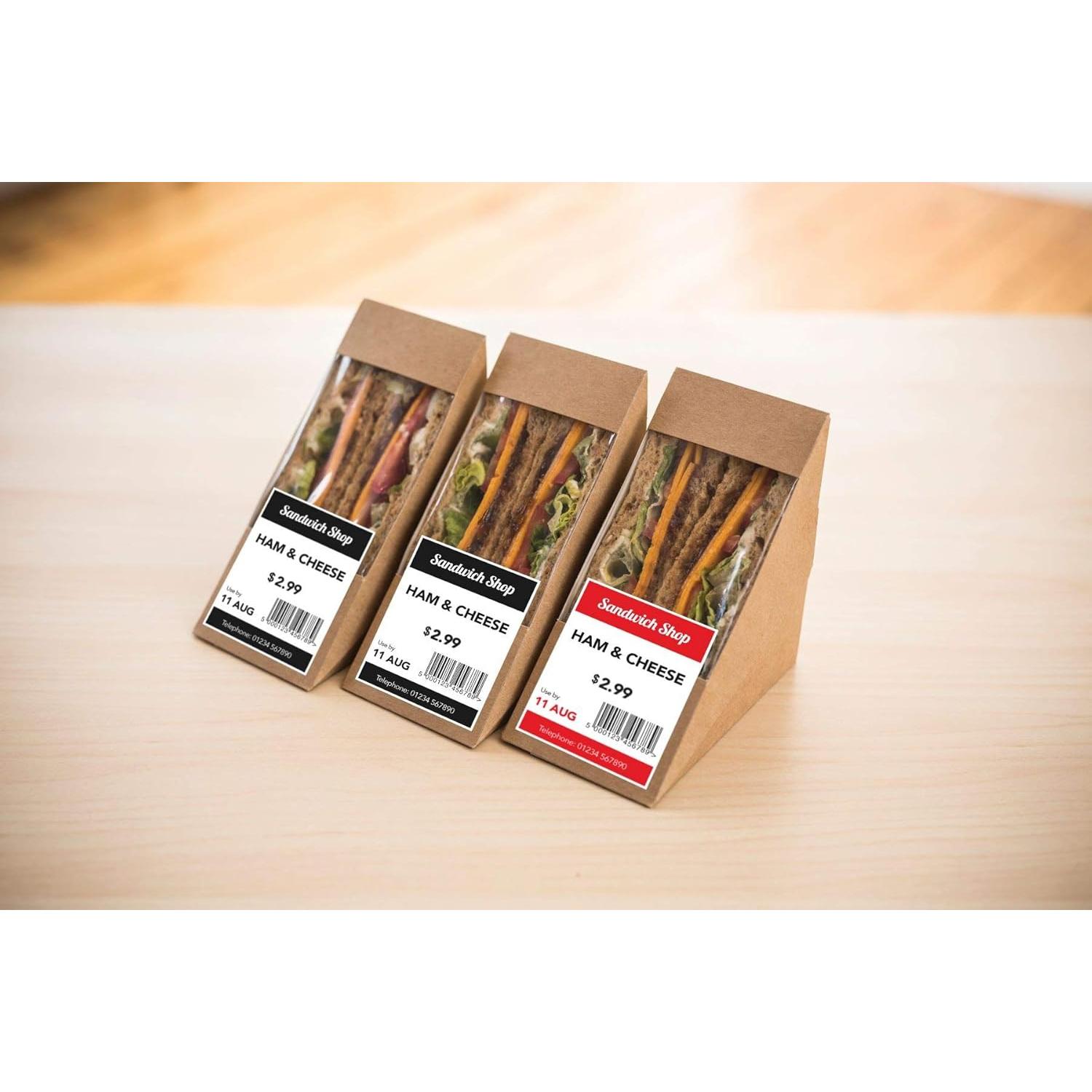 Etiquetas de Reemplazo Brother DK-2251, 6.1 cm x 15.24 m, Negro/Rojo