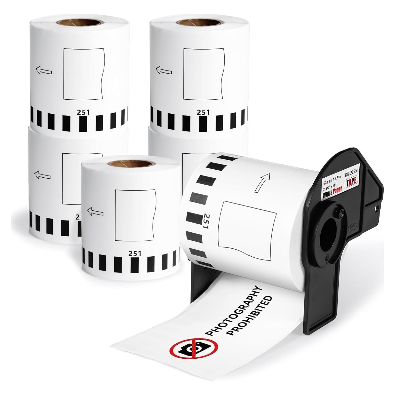 6 Rollos Etiquetas Continuas Anycolor DK-2251 62mm x 15.24m