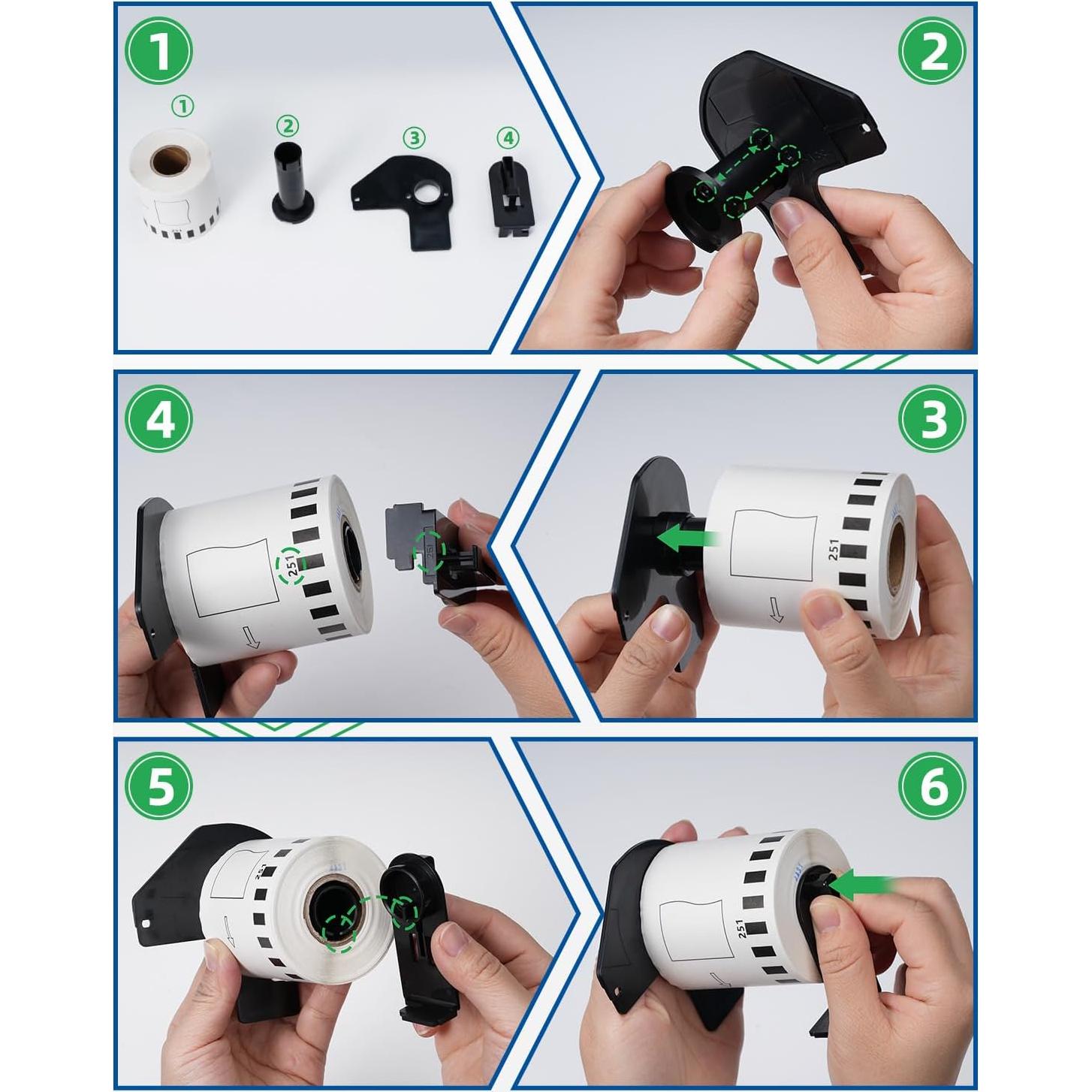 6 Rollos Etiquetas Continuas Anycolor DK-2251 62mm x 15.24m