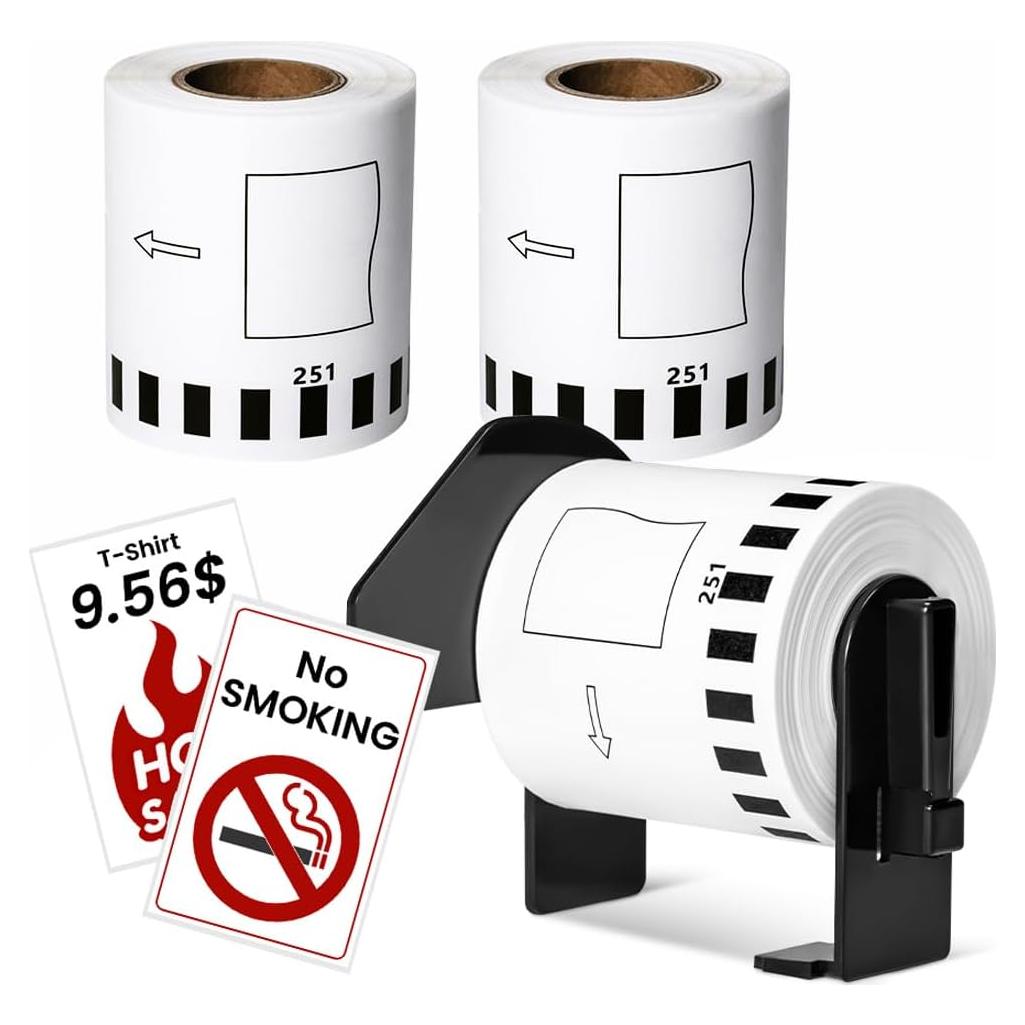 Etiquetas Continuas DK-2251 MarkDomain 6.1cm x 15.24m Negro/Rojo