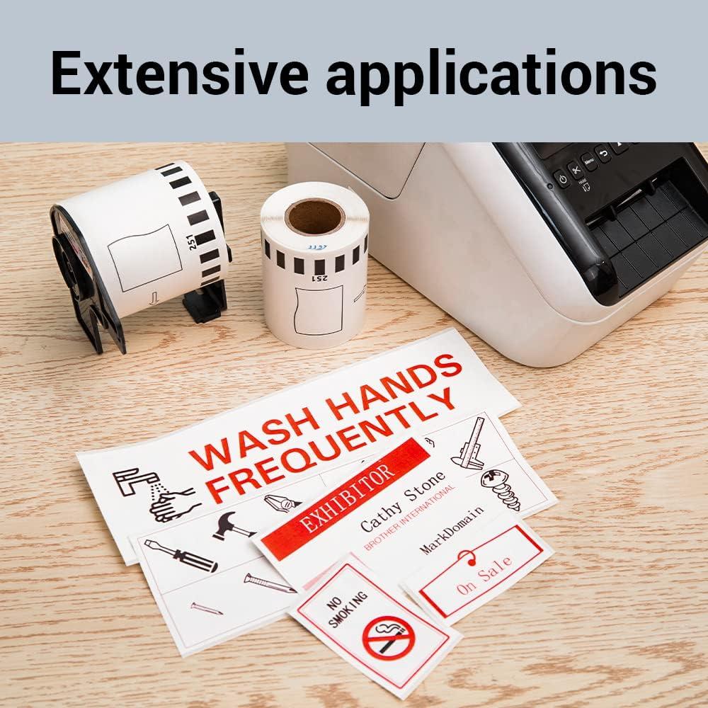 Etiquetas Continuas DK-2251 MarkDomain 6.1cm x 15.24m Negro/Rojo