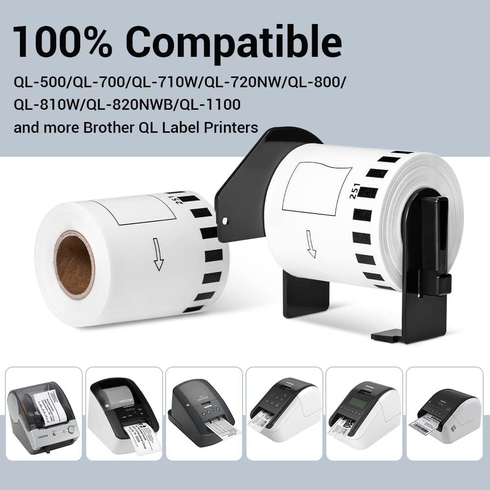 Etiquetas Continuas DK-2251 MarkDomain 6.1cm x 15.24m Negro/Rojo