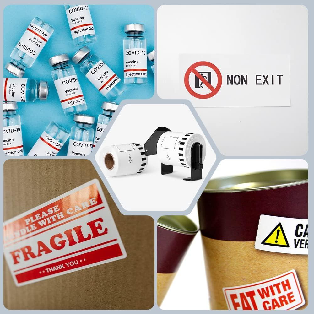 Etiquetas Continuas DK-2251 MarkDomain 6.1cm x 15.24m Negro/Rojo