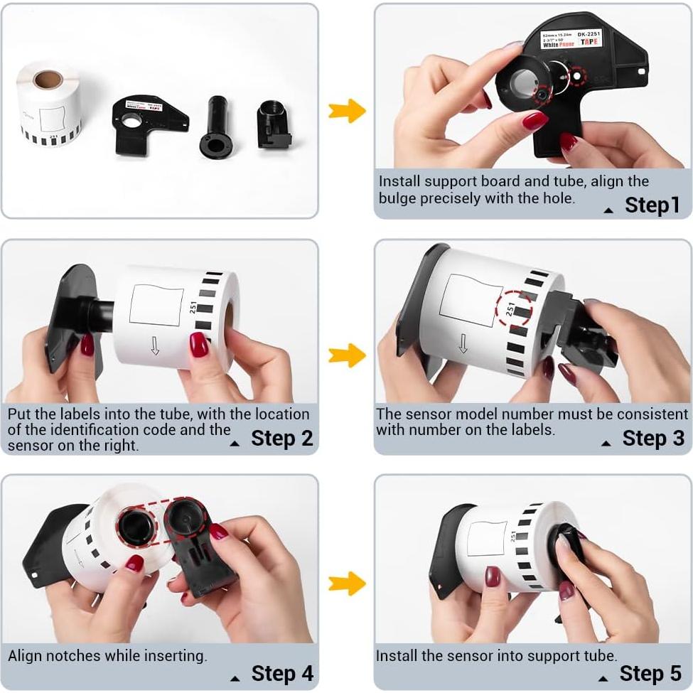 Etiquetas Continuas DK-2251 MarkDomain 6.1cm x 15.24m Negro/Rojo