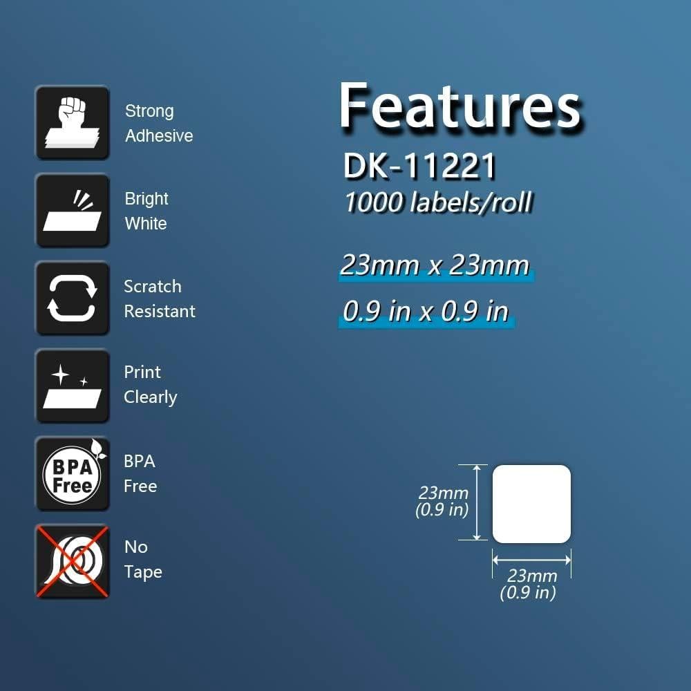 Etiquetas cuadradas BETCKEY DK-1221 23mm x 23mm 10 rollos