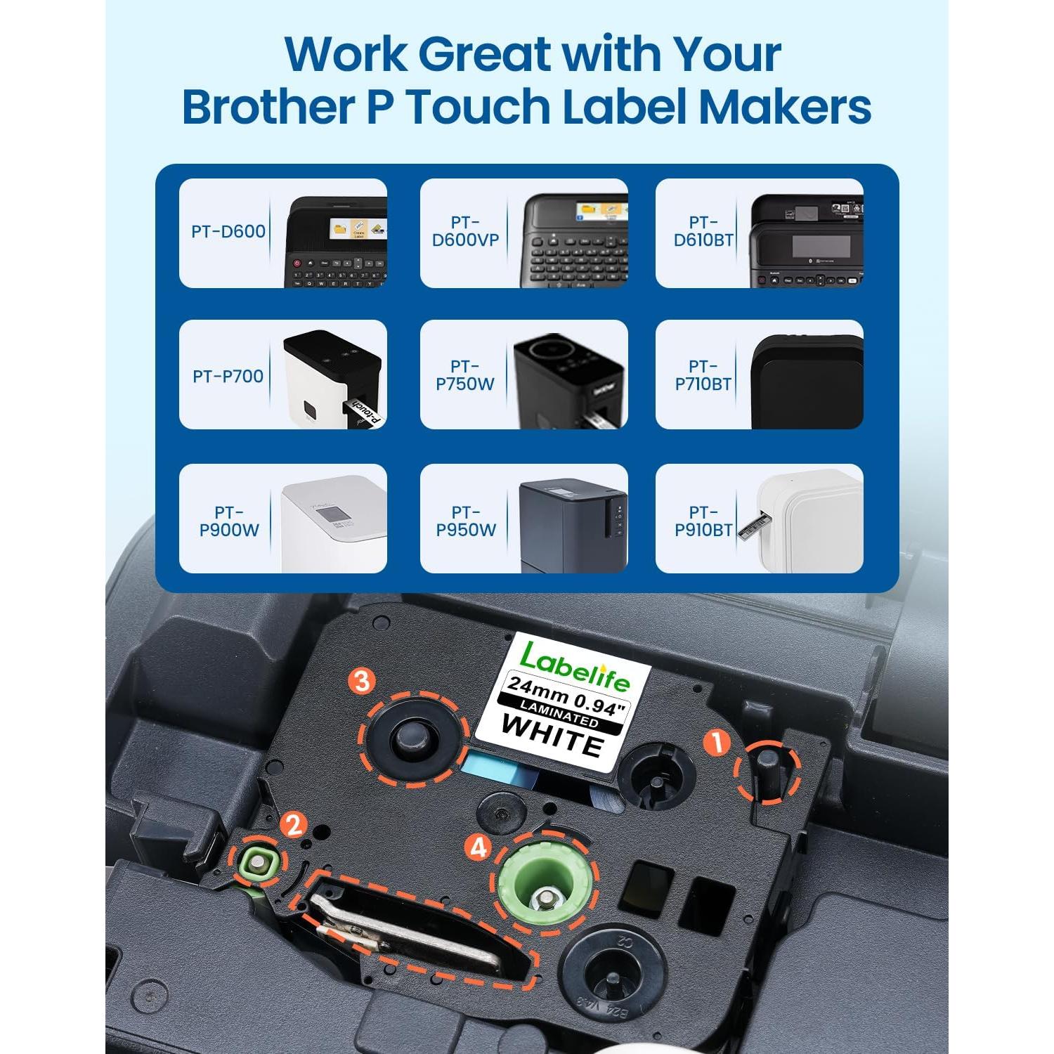 Cinta de Etiquetadora Labelife TZe-251 24mm Blanca 10 Pack