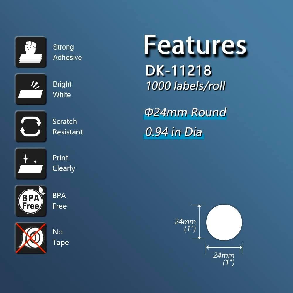 Etiquetas Redondas 24mm BETCKEY para Brother DK-1218 - 10 Rollos