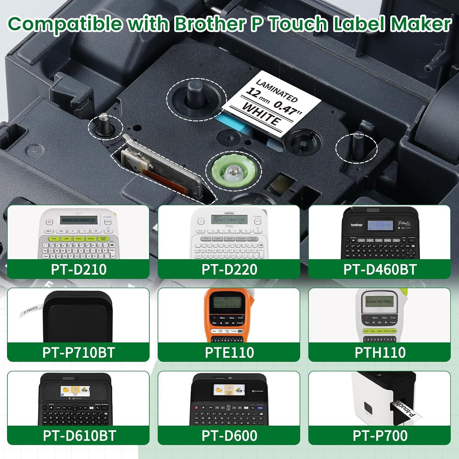 Cinta de Etiquetas AONOMI TZe-231 12mm Laminada Blanca 8pk