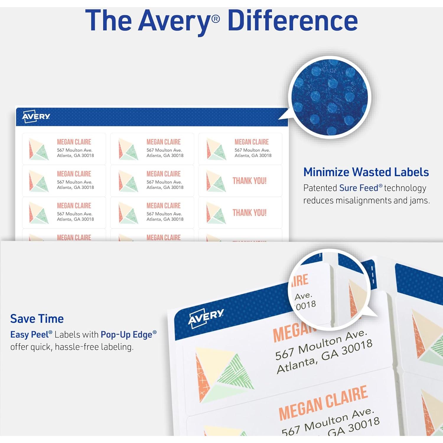 Etiquetas de Dirección Imprimibles Avery 5160, 3,000 Blancas