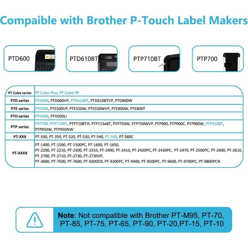 Cinta Laminada Hehua 24mm x 8m Negra sobre Blanca - 6 Pack