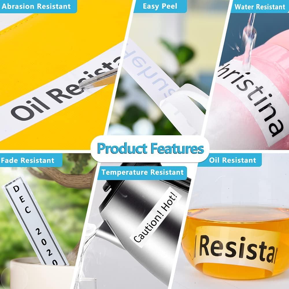 Cinta Laminada Hehua 24mm x 8m Negra sobre Blanca - 6 Pack