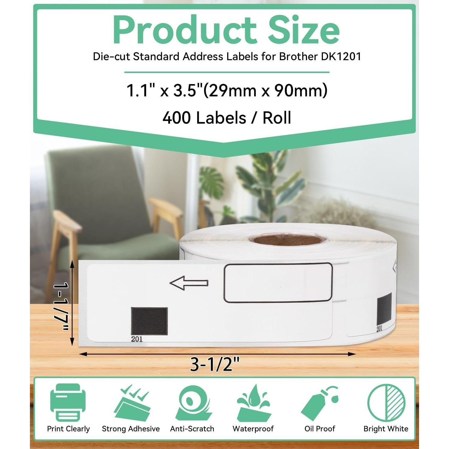 12 Rollos Etiquetas Troqueladas Labelife DK-1201 29x90mm