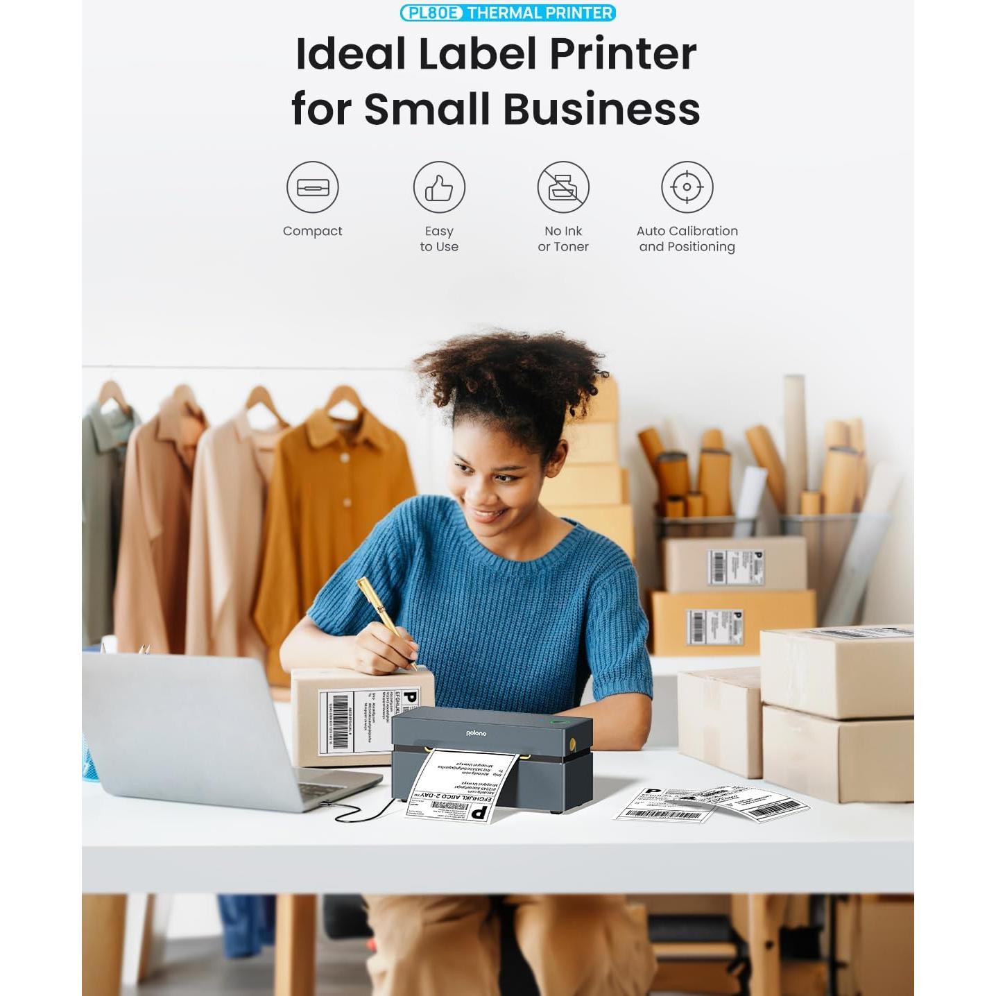 Impresora de Etiquetas Térmicas Bluetooth POLONO PL80E 4x6