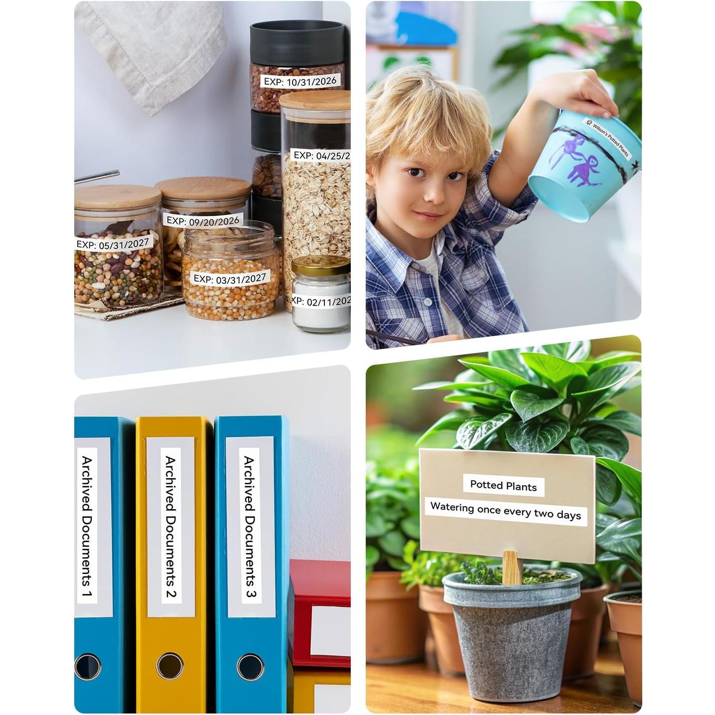 Cinta de Etiqueta Macipa TZe-231 12mm Negro sobre Blanco - 5 Unidades