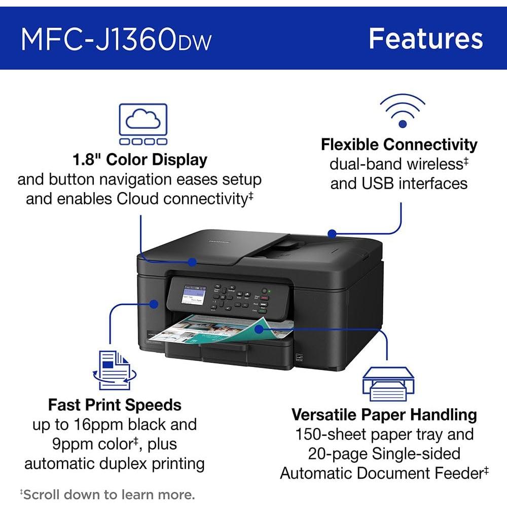 Impresora Todo-en-Uno Brother MFC-J1360DW Inalámbrica Color