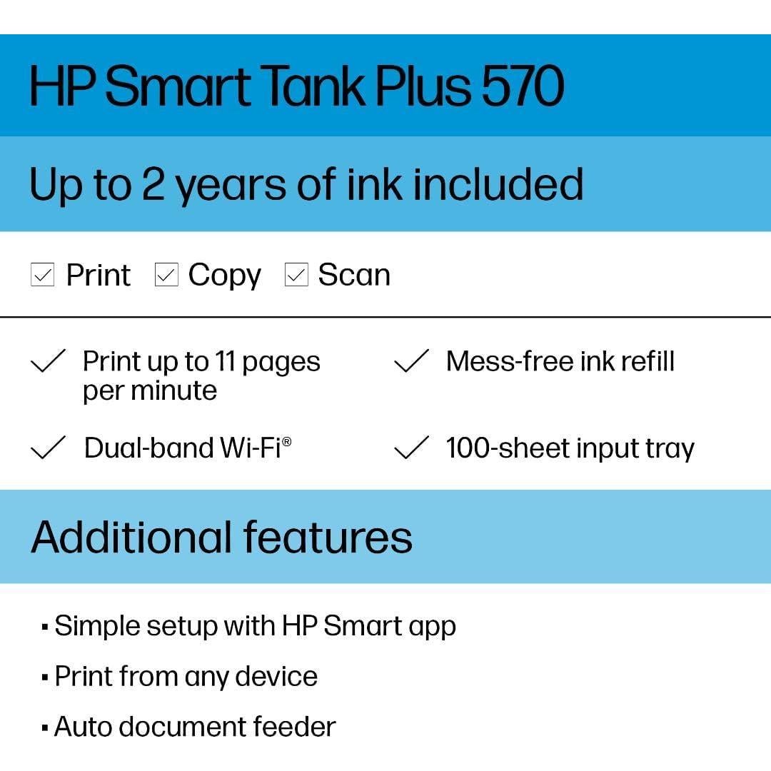 Impresora Todo-en-Uno HP Smart Tank Plus 570 Inalámbrica