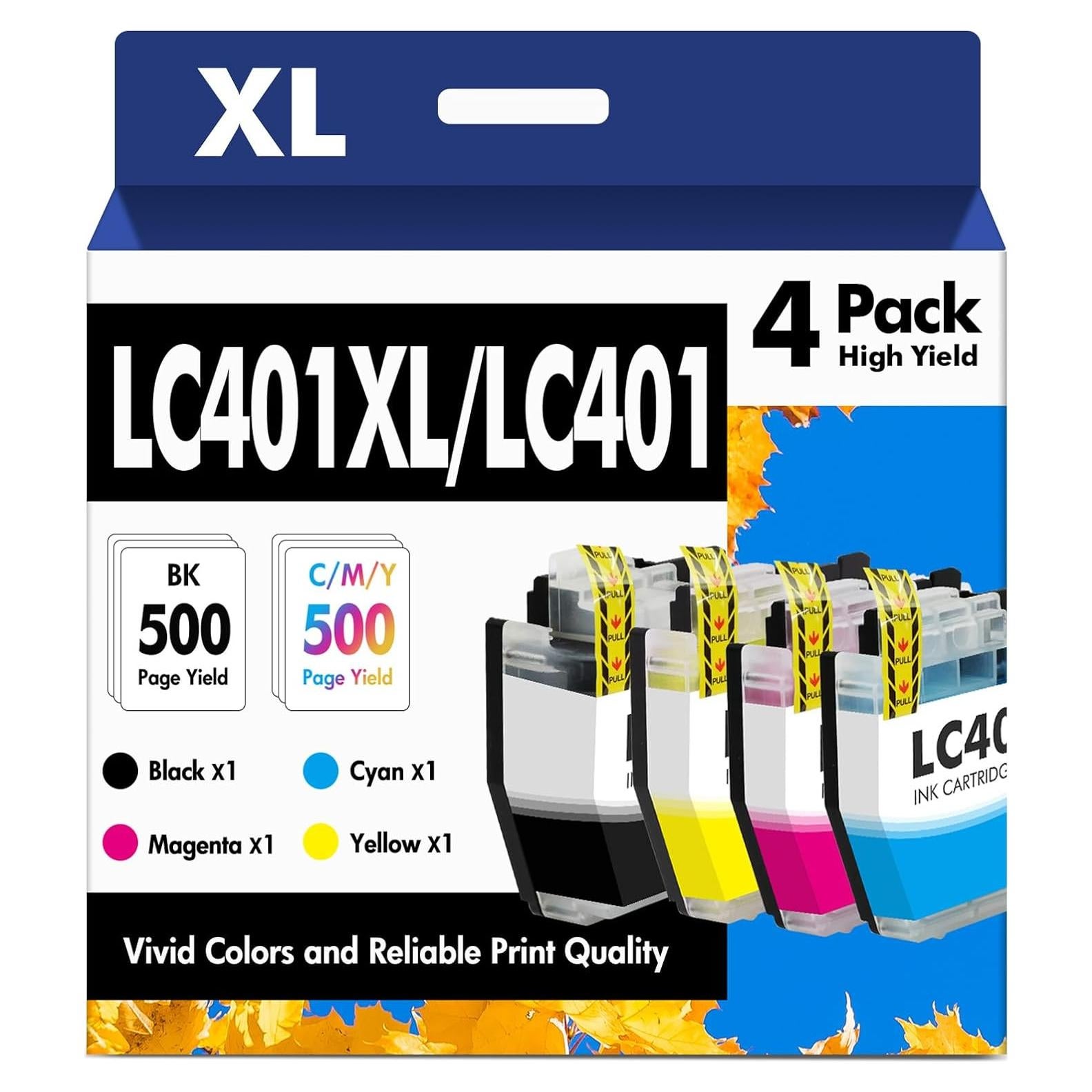 Cartuchos de tinta LC401/LC401XL Inkalfa para Brother - Paquete de 4