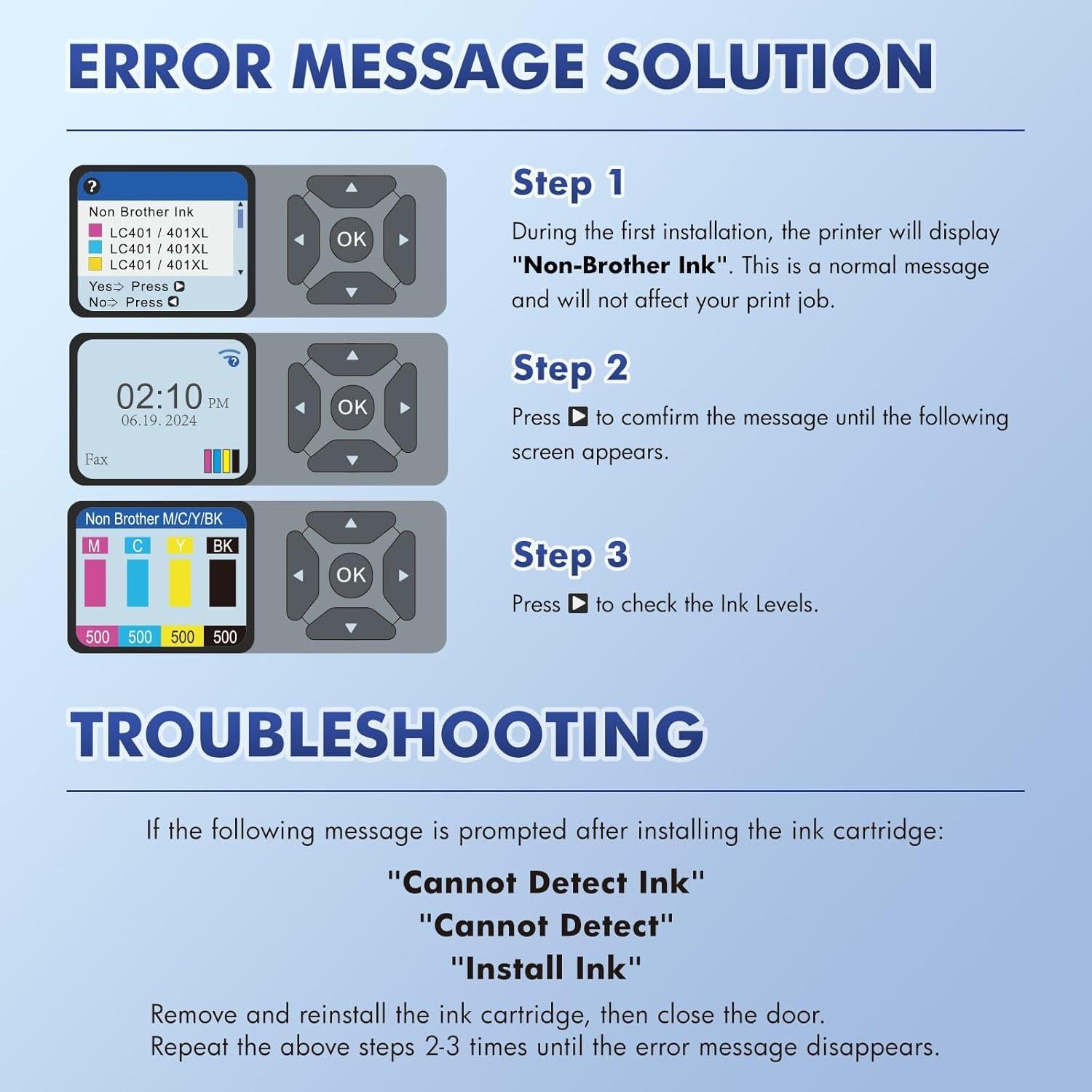 Cartuchos de tinta LC401/LC401XL Inkalfa para Brother - Paquete de 4