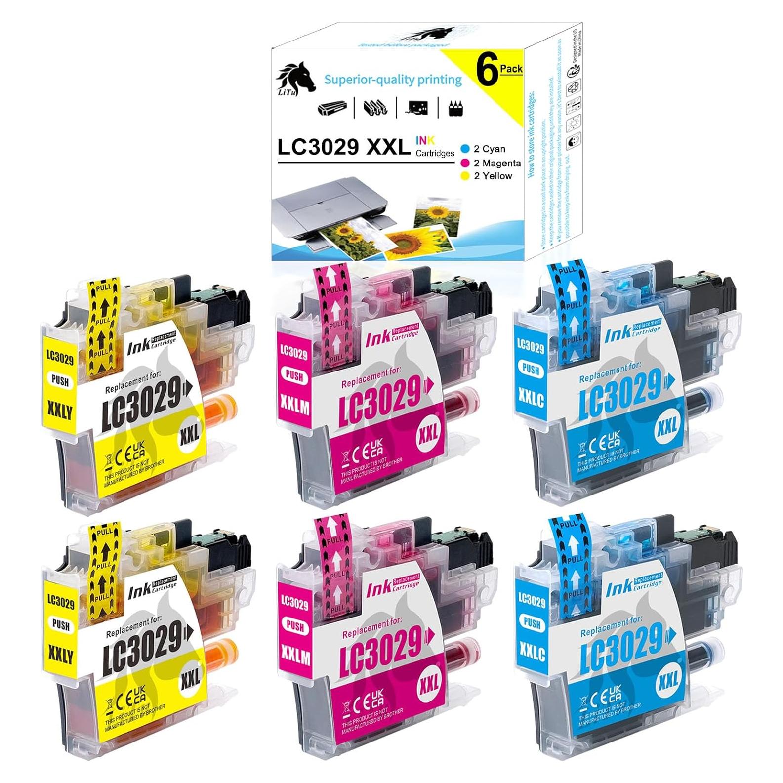 Cartuchos de tinta Brother LC3029 Cian, Magenta, Amarillo 6-Pack