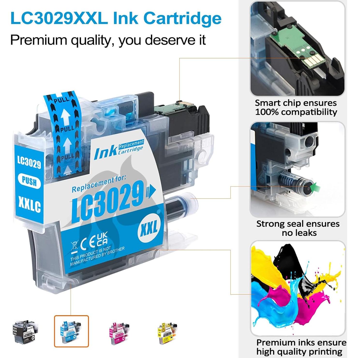 Cartuchos de tinta Brother LC3029 Cian, Magenta, Amarillo 6-Pack