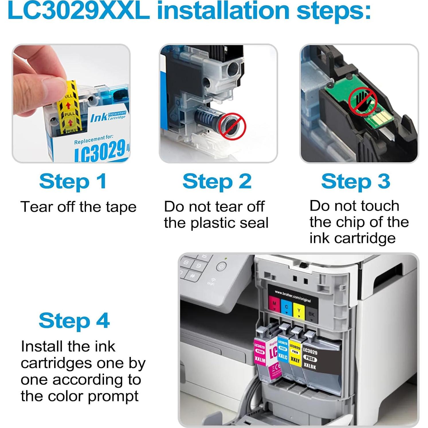 Cartuchos de tinta Brother LC3029 Cian, Magenta, Amarillo 6-Pack