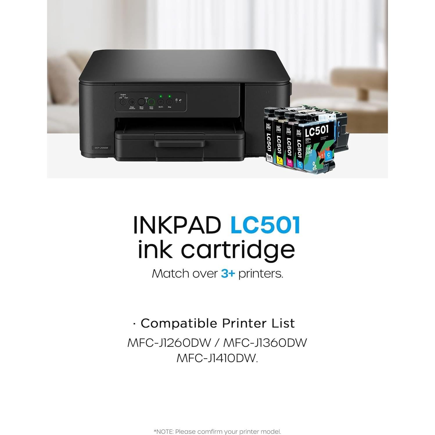 Cartuchos de Tinta Compatible LC501 iNKPAD - 4 Piezas Negro, Cian, Magenta, Amarillo