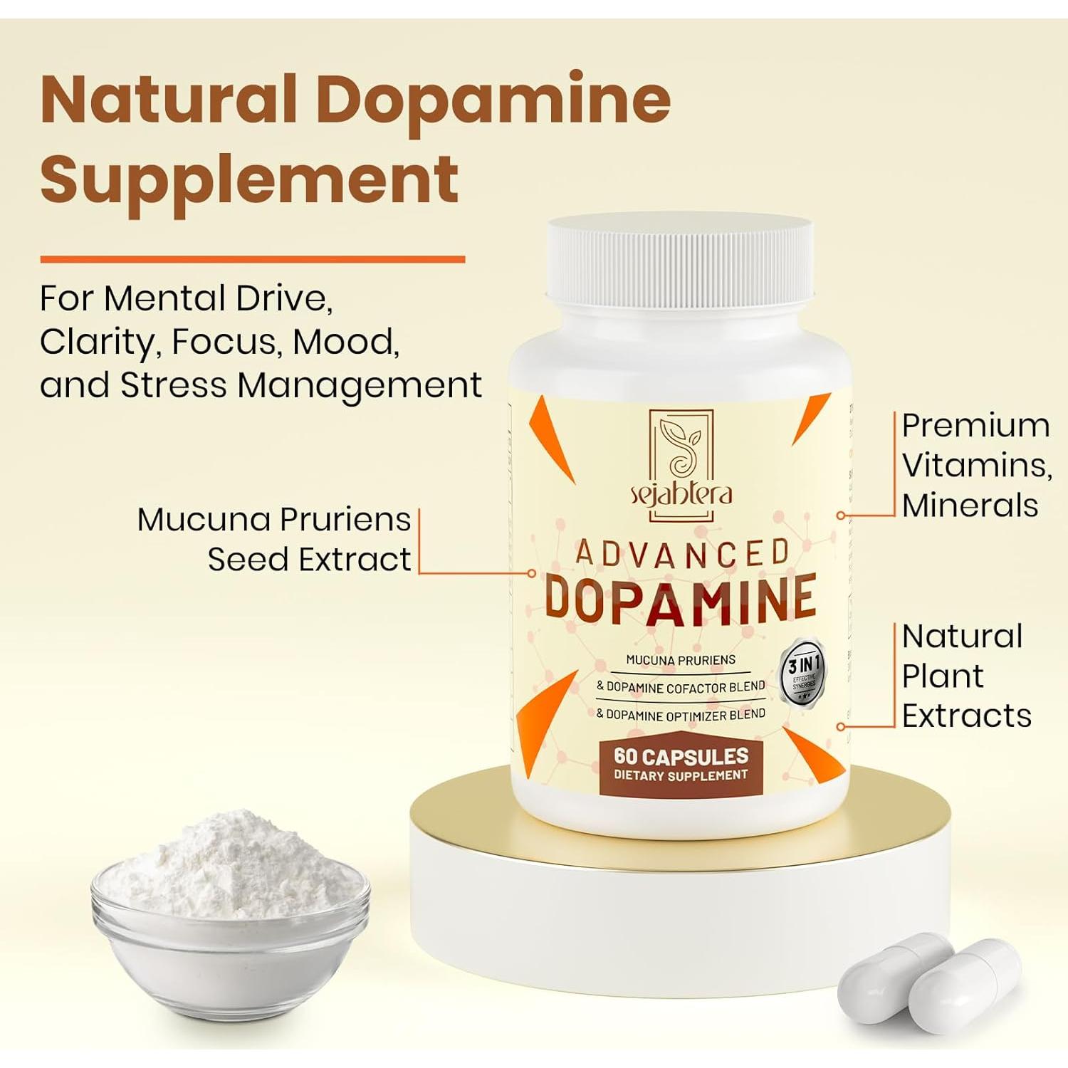 Suplemento de Dopamina Sejahtera - 60 Cápsulas Naturales